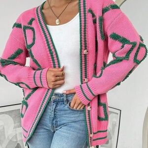 Button Down Long Sleeve Open Front Sweater Cardigan